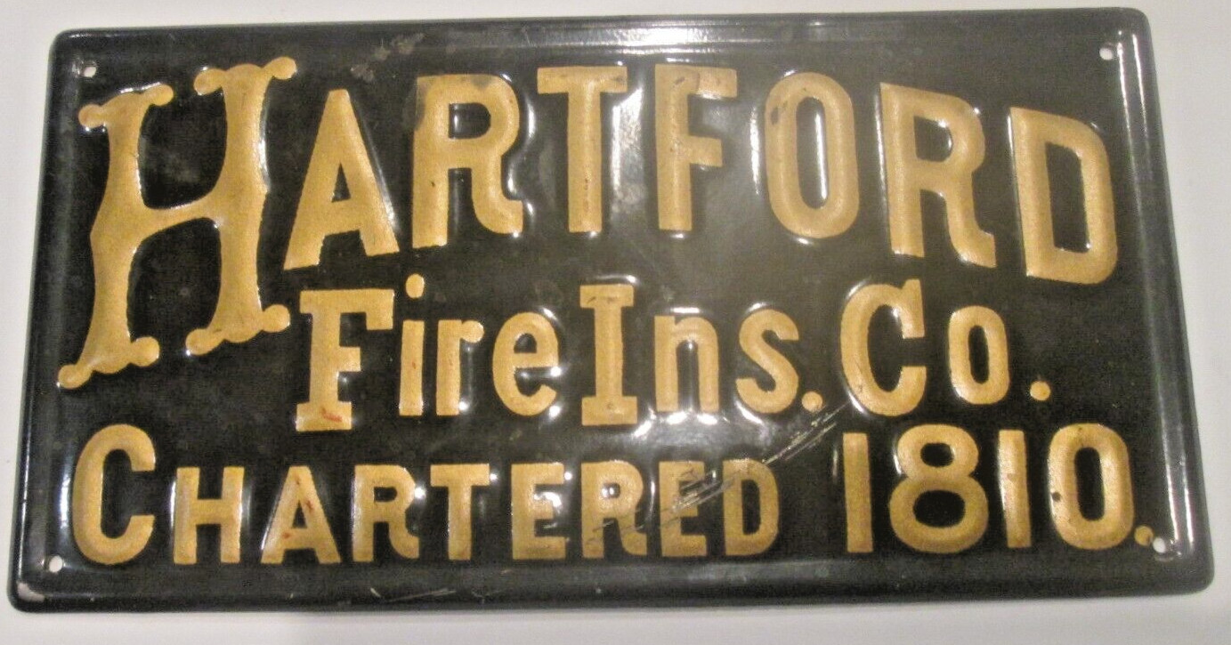 HARTFORD FIRE: Authentic Insurance Company Tin Fire Mark – SIGN/MARKER BU #71 VA