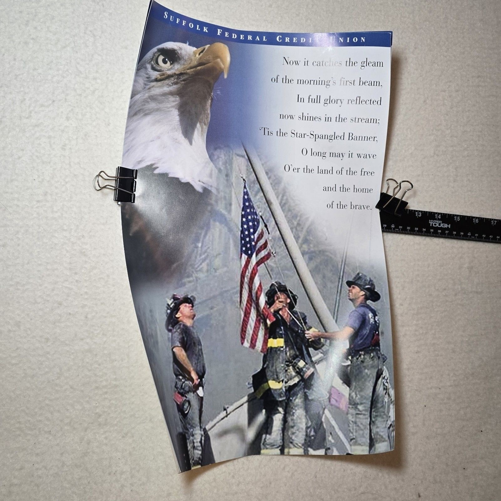 NY Suffolk Federal Credit Union 9/11 Ephemera Signage 11×17