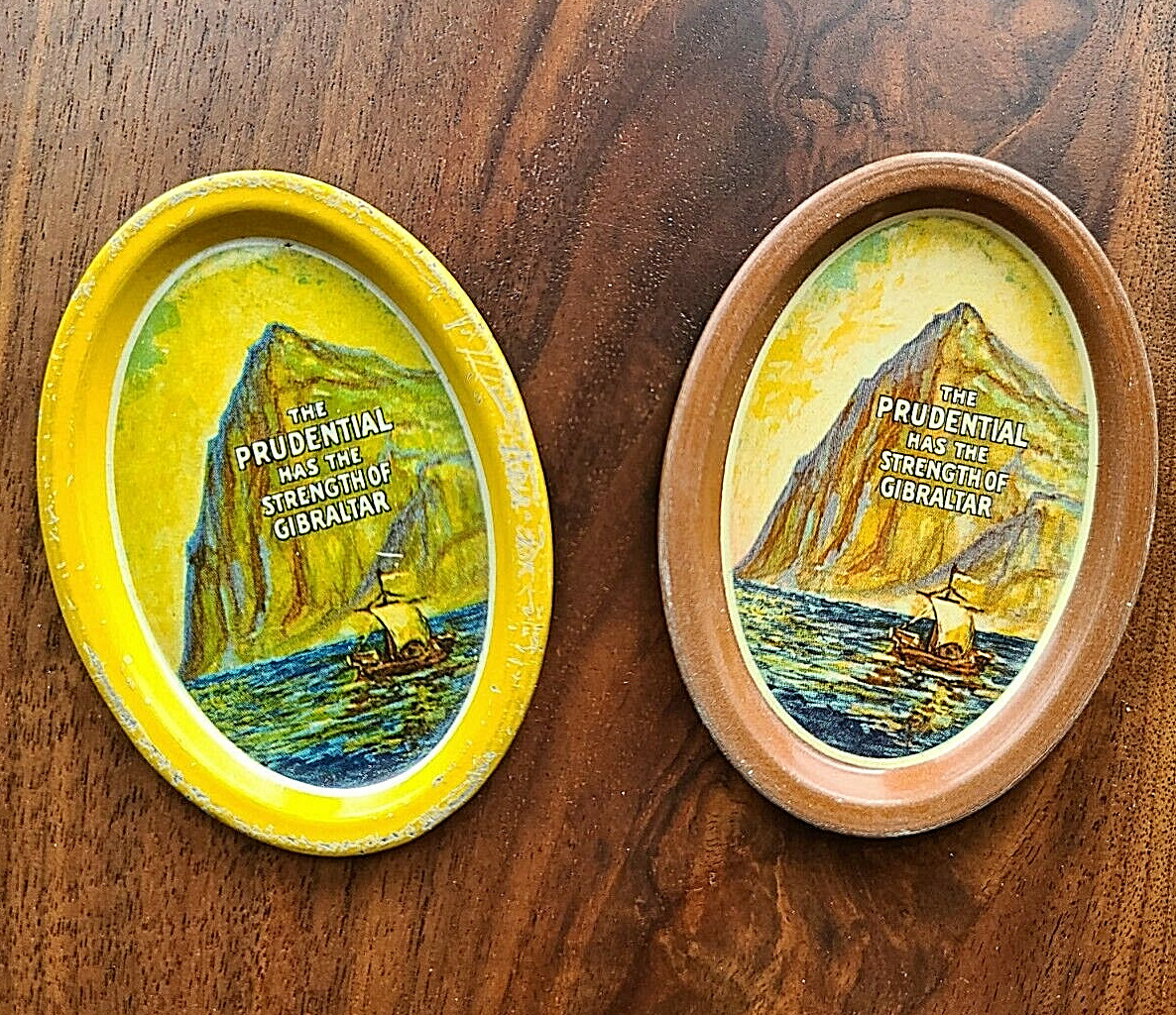 Vintage Tin Tip Tray – Prudential Has The Strength Of Gibralter Set Of 2