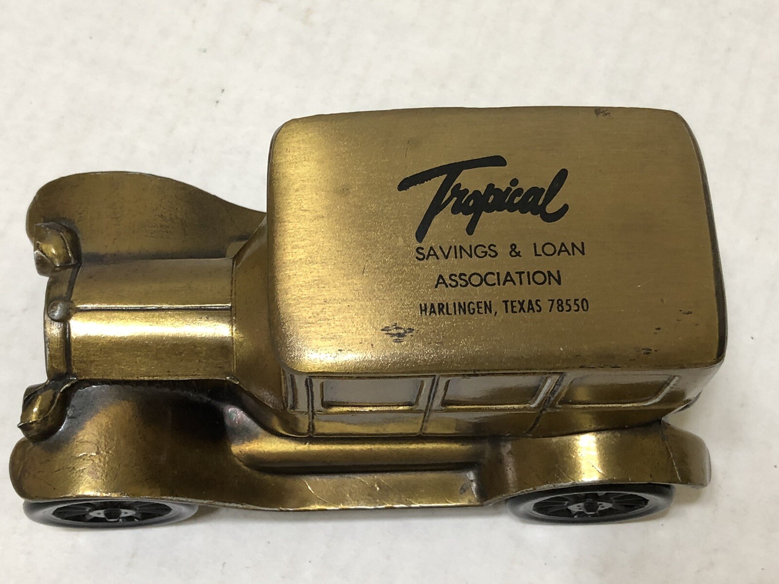 Vintage Brass 1926 FORD MODEL T Bank – Tropical Savings & Loan – Harlingen Texas