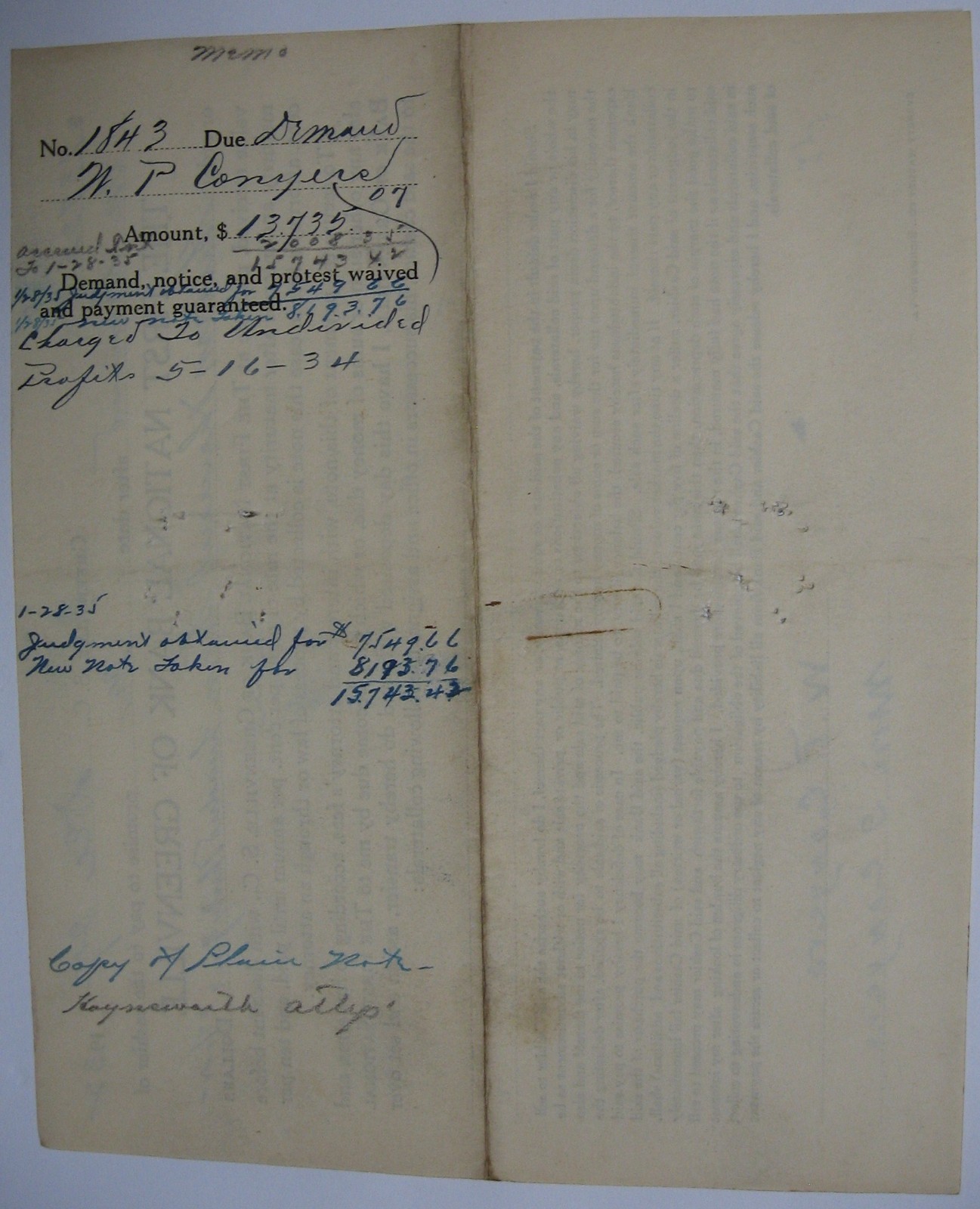 1st National Bank of Greenville, SC, By Laws 1935, 1928-32′ Loan Papers Mortgage