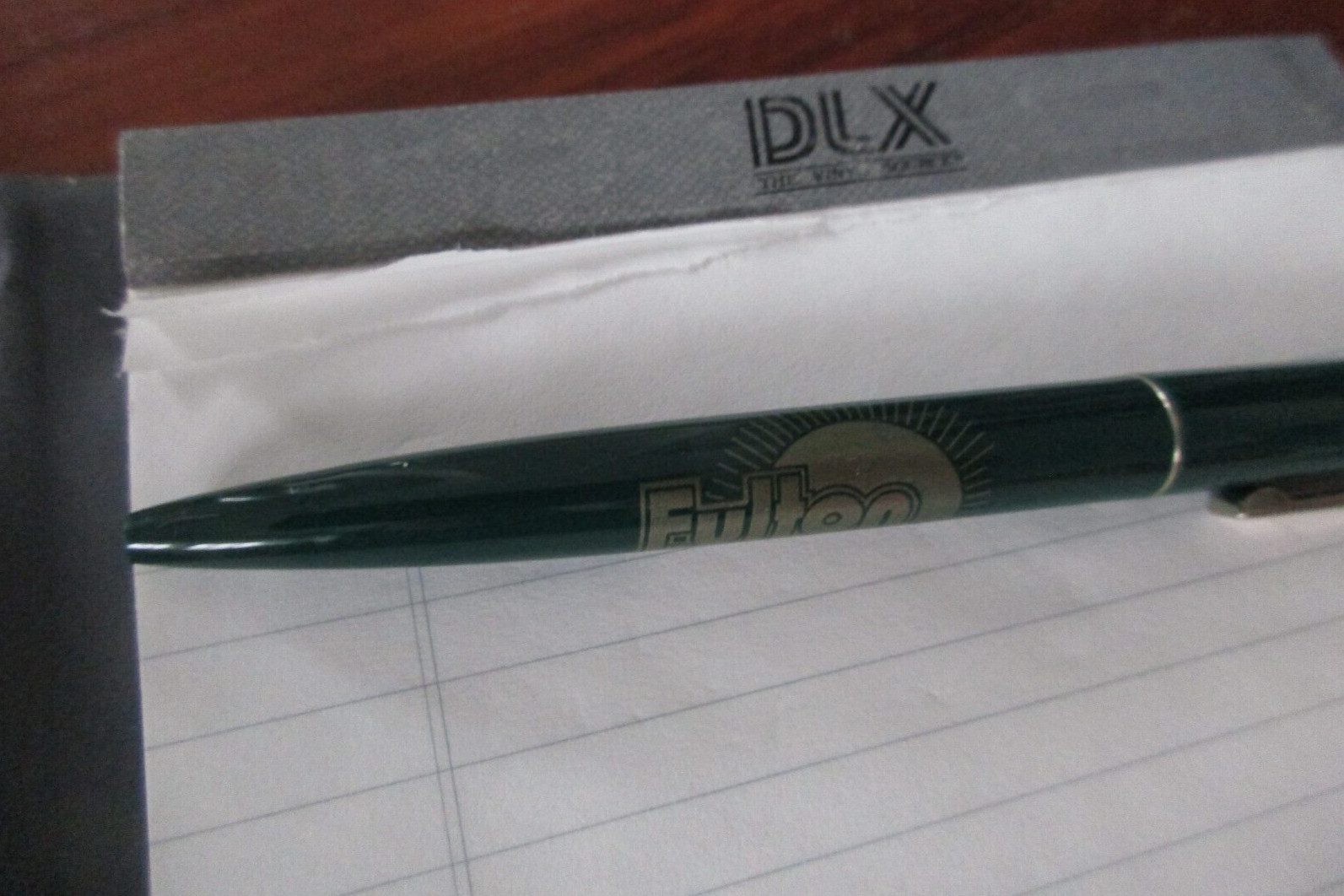 Fulton Savings Bank Pen Vinyl Notepad Paper Portfolio Logo Dark Grey Green NY