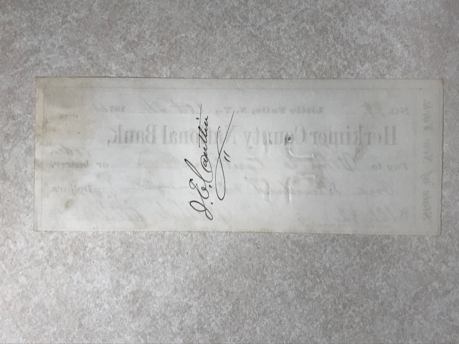 SBB52 Bank Check Herkimer County National Bank Little Falls NY 1874 stamp