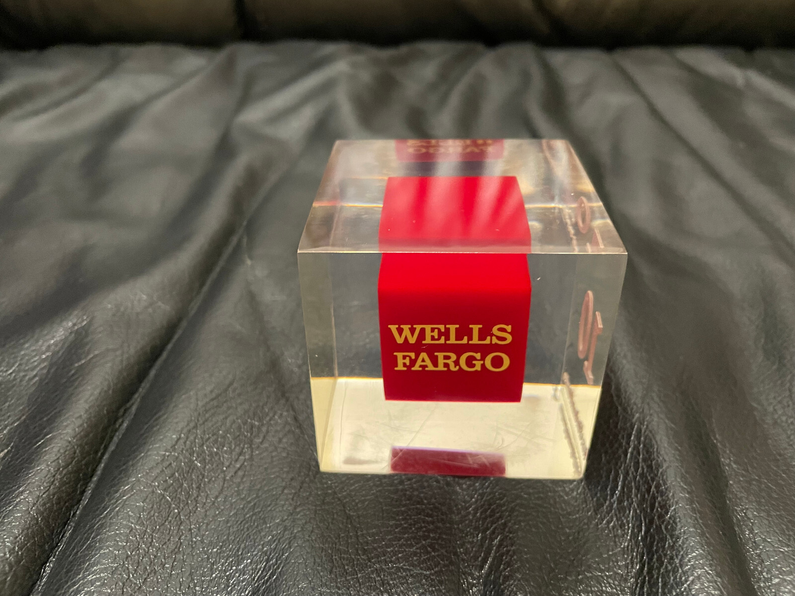Wells Fargo 10 Years of Service Award 2.5” Lucite Cube Paperweight