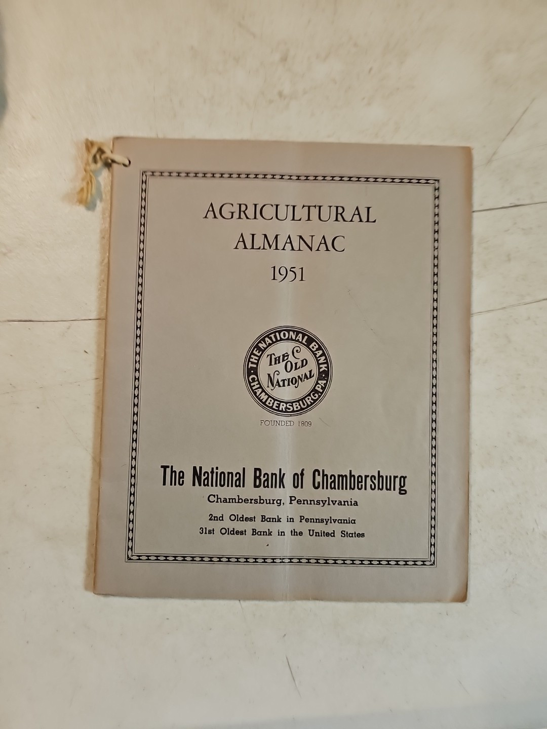 Vintage 1951 The National Bank Chambersburg Pa. Agricultural Almanac