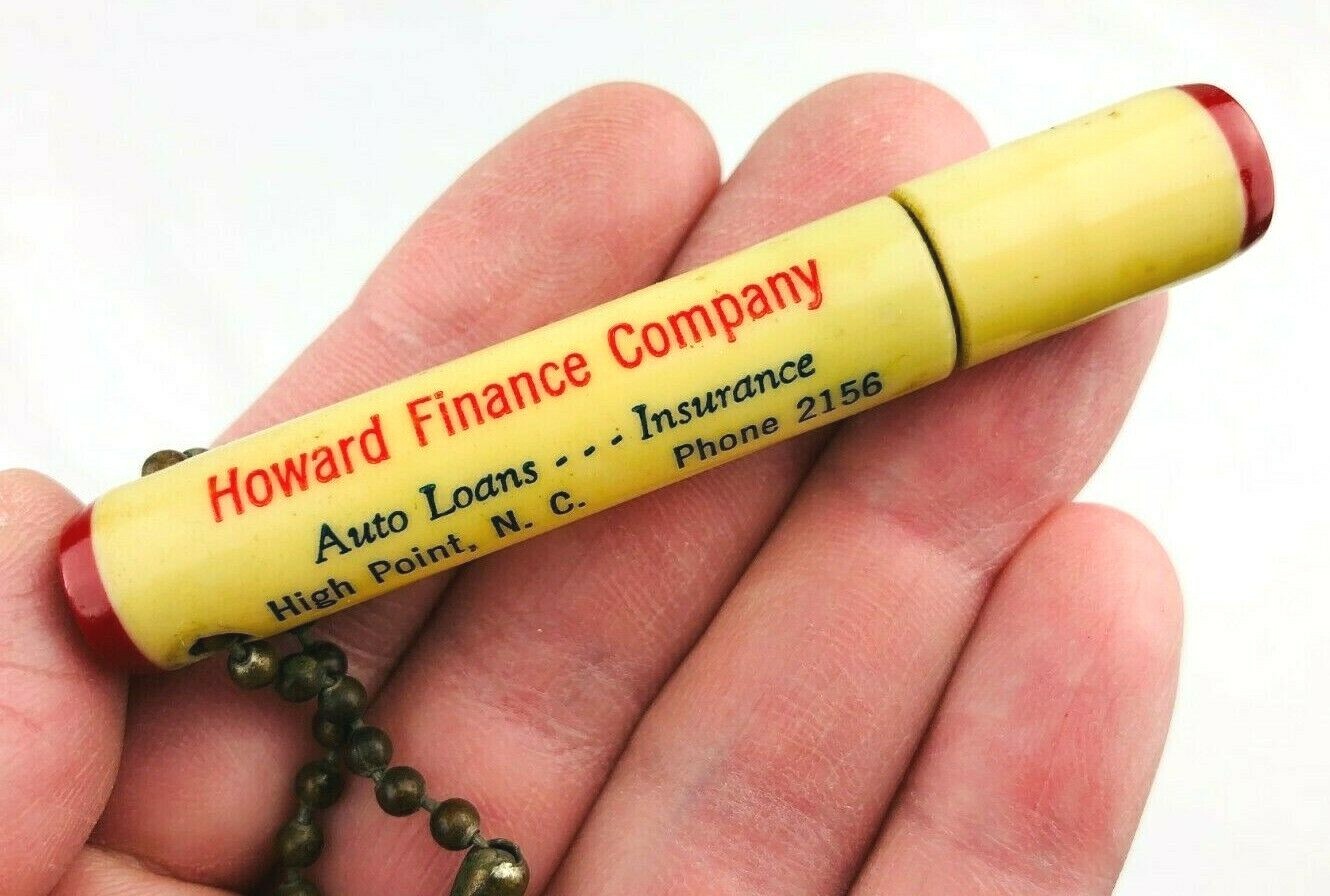 Vintage Howard Finance Co Keychain Auto Loans High Point Keyring Case *Fd9