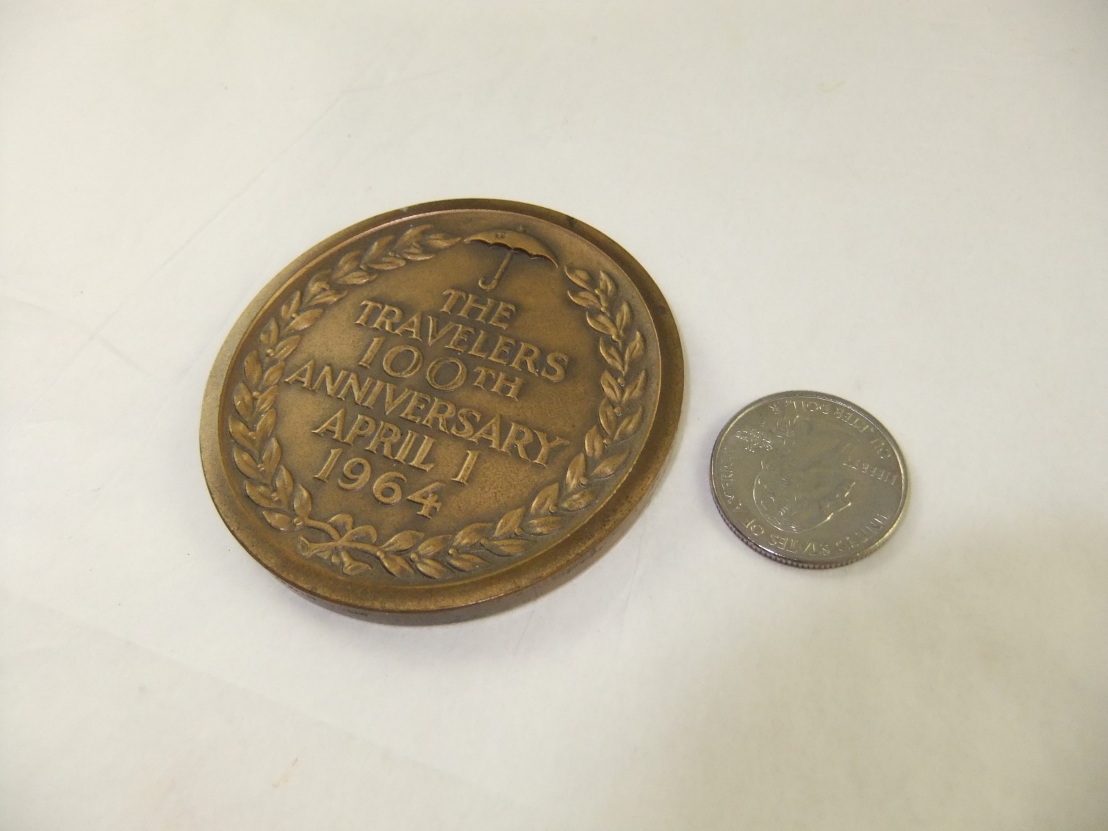 Travelers Insurance Commemorative Medallion Paperweight