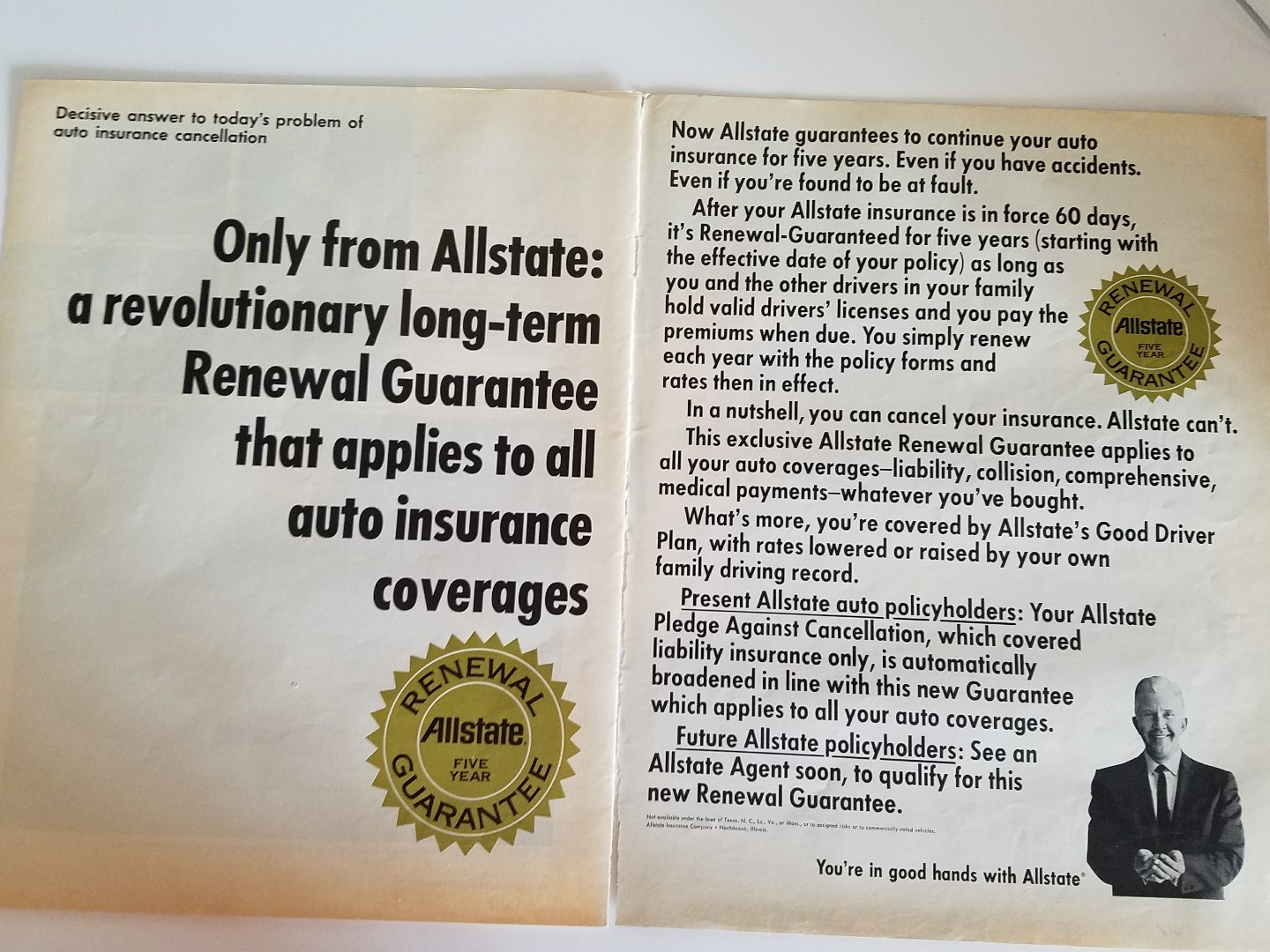 1967 Allstate Insurance long-term renewal guarantee Auto coverage ad