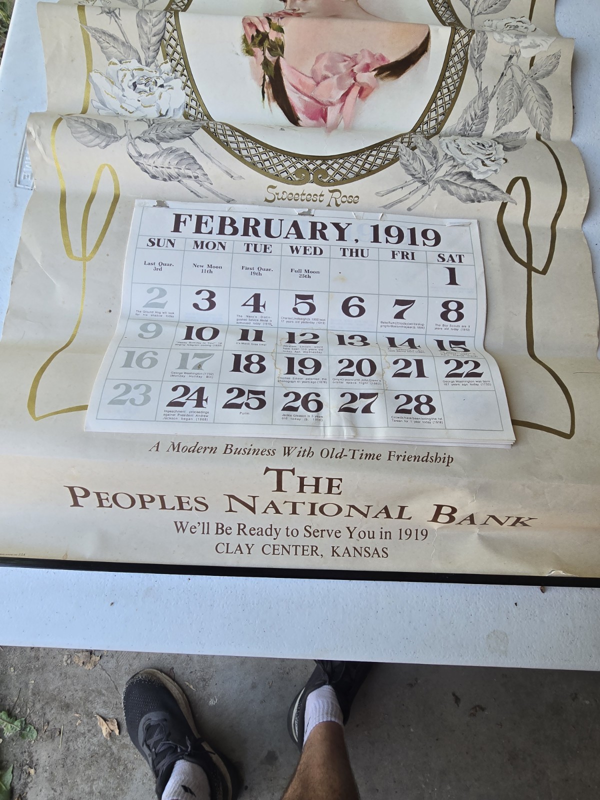 Vintage Original 1919 Advertising Calendar – The Peoples National Bank (Clay…