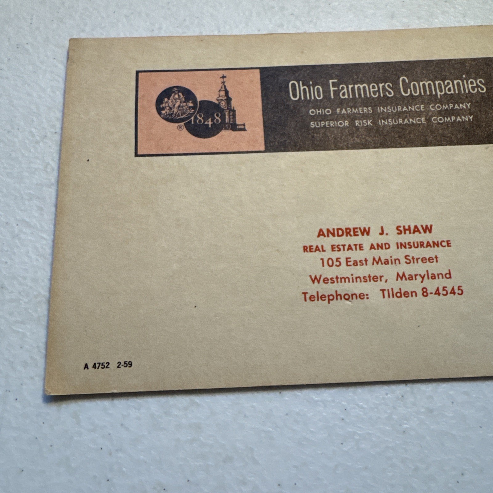 Ohio Farmers Co. Andrew J. Shaw Real Estate & Insurance Notes For Baby Sitters