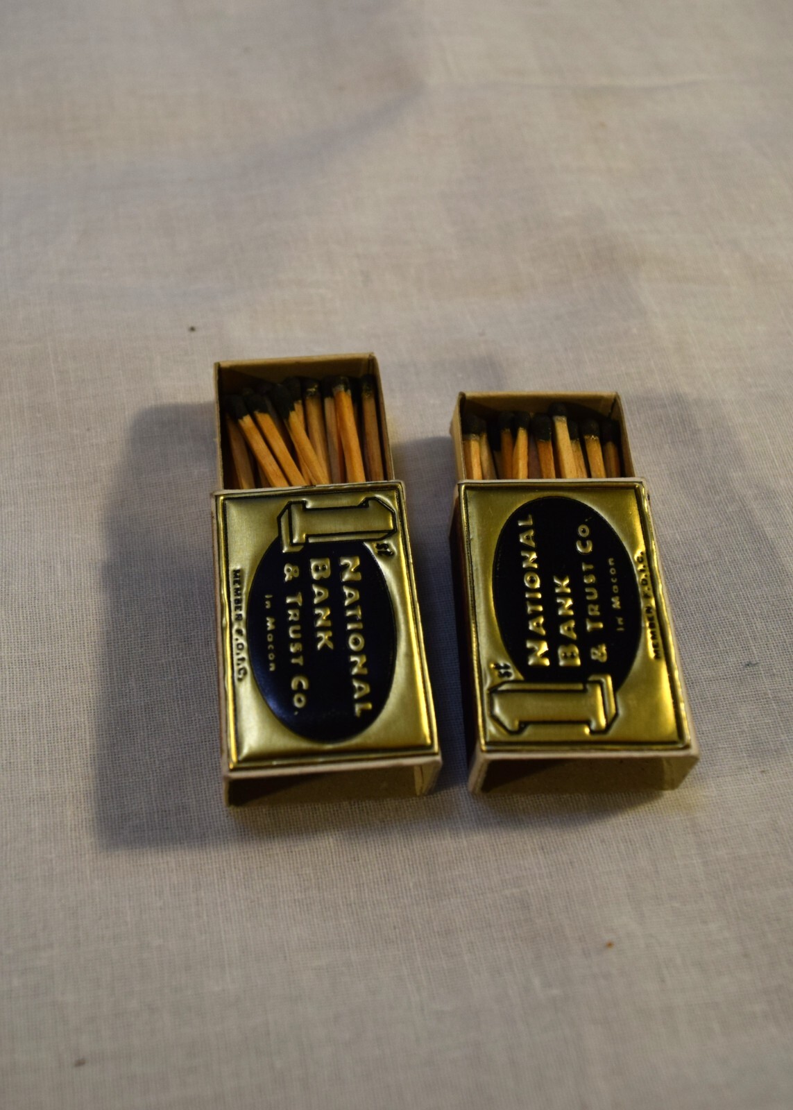 2 Boxes: Vintage 1950’s Safety Matches First National Bank Macon GA