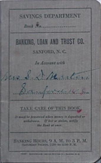 1921-27 BANKING AND LOAN TRUST COMPANY (SANFORD, NORTH CAROLINA) ACCOUNT BOOK