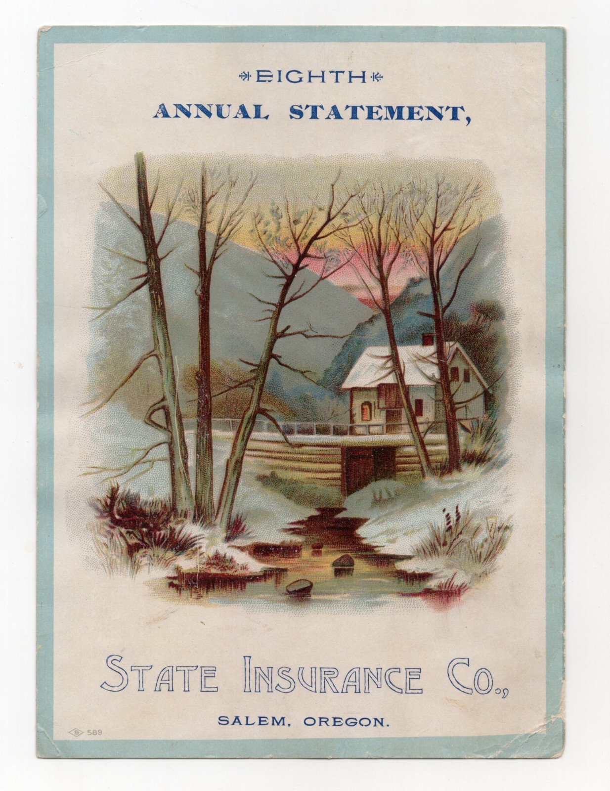 1891 State Insurance Co Salem Oregon Eight Annual Statement – XL4G