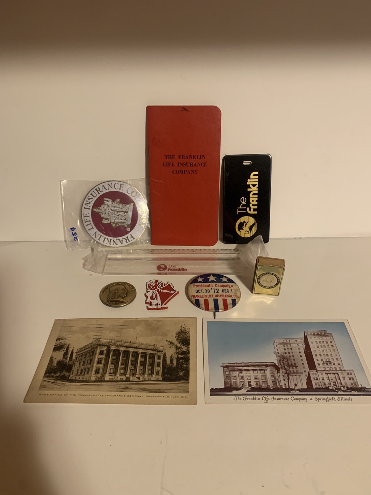 THE FRANKLIN LIFE INSURANCE CO. SPRINGFIELD ILLINOIS MEMORABLIA LOT OF 10 ITEMS