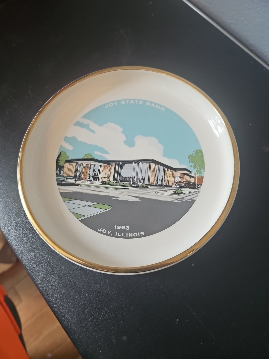 Vintage Thos D Murphy Co 6.75″ Candy Dish Tray 1963 Joy State Bank Joy Illinois