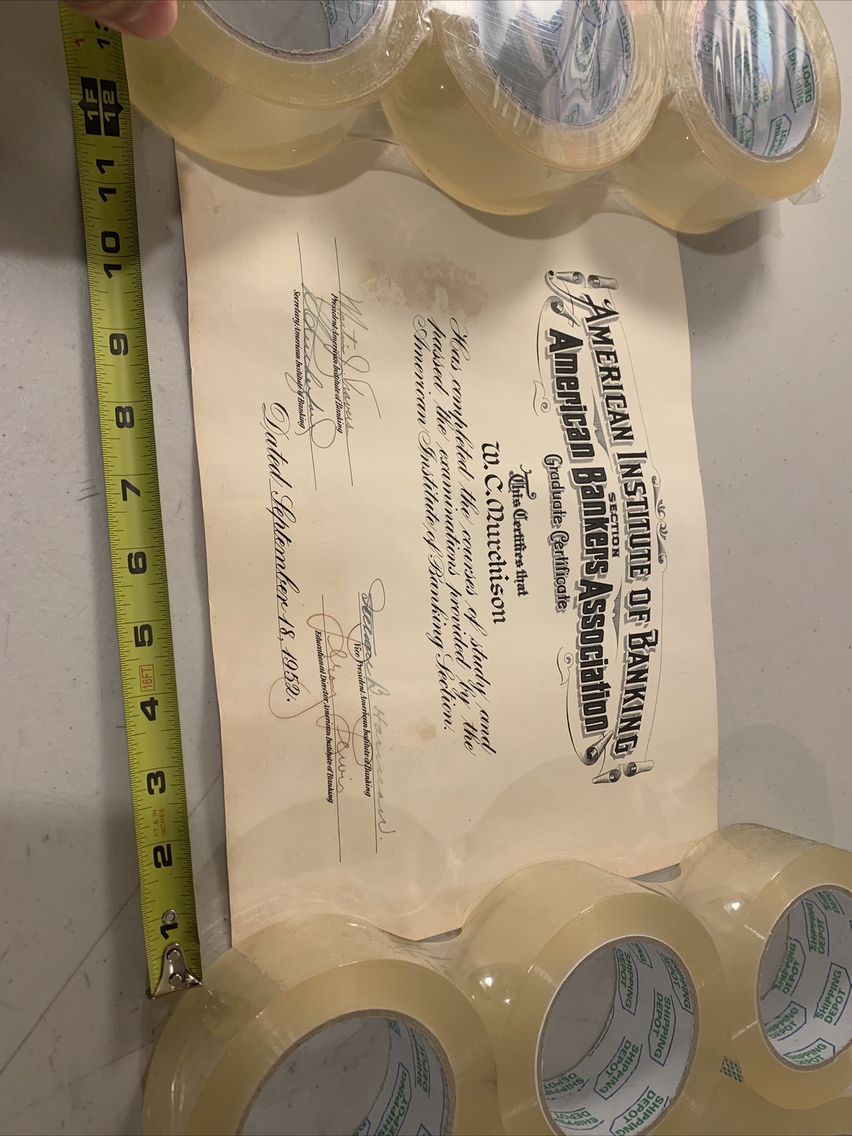 Vintage 1952 American Institute of Banking Bank GRADUATE Certificates Diploma