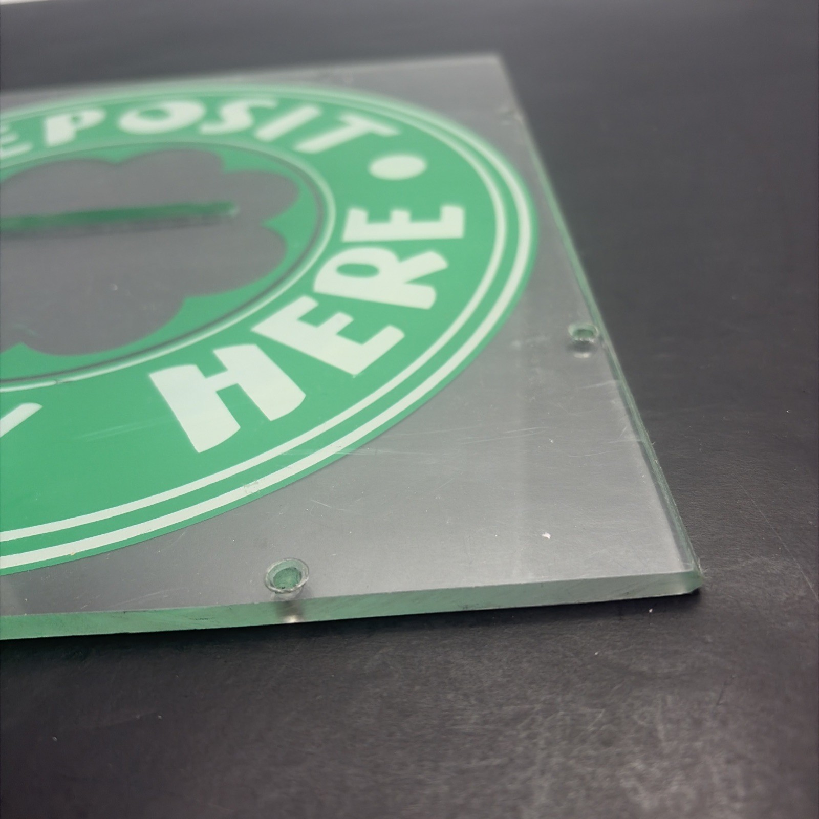 Vtg Plastic 11 X 11 In Bank , Store, Pharmacies(Deposit Money Here)safety Shield