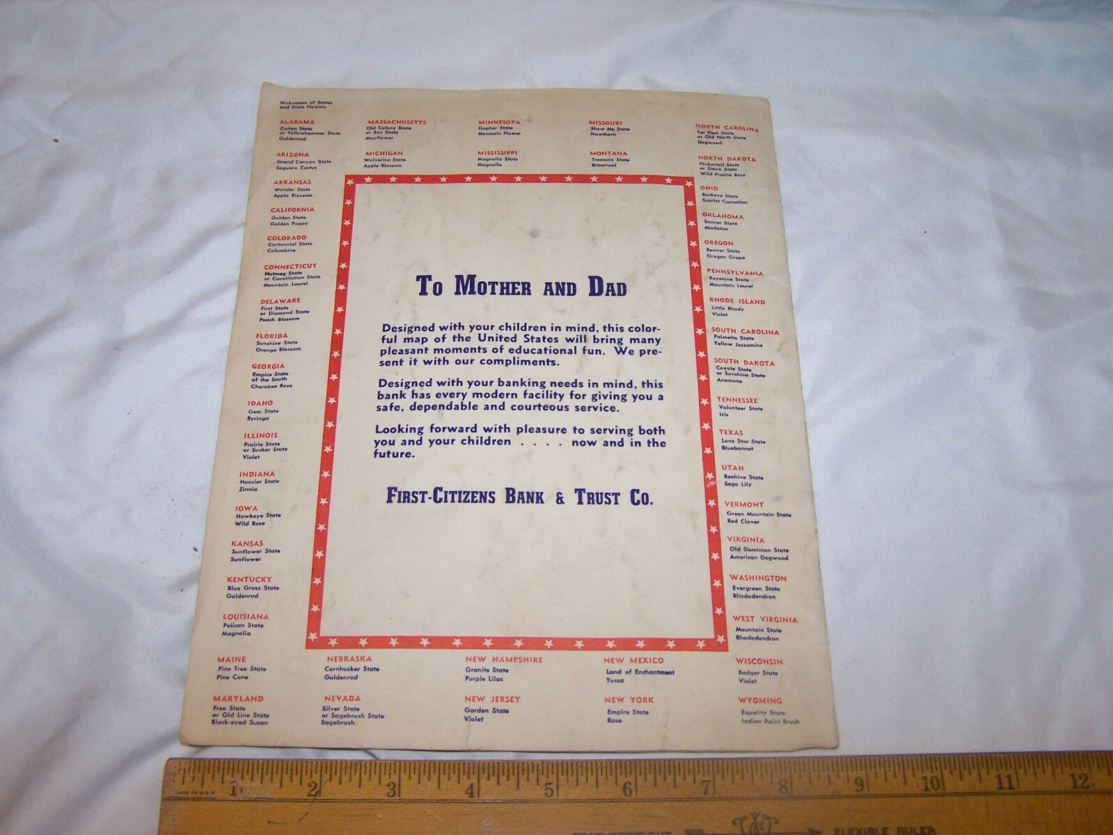 1949 FIRST CITIZENS BANK & TRUST CO United States Map GREENCASTLE INDIANA
