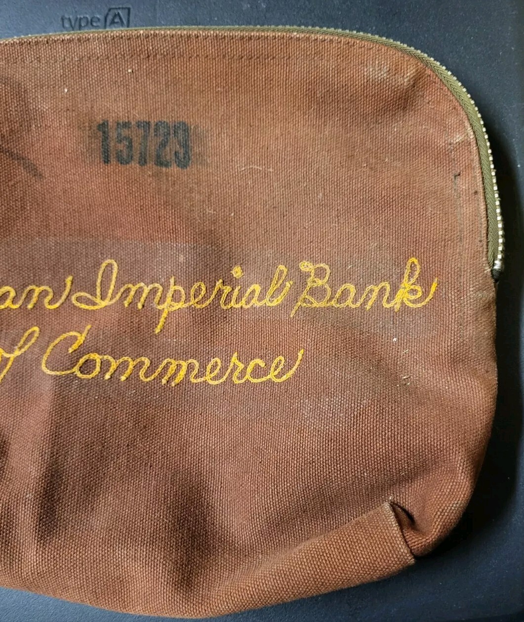 Rare 1960s Canadian Imperial Bank Of Commerce CIBC Canvas Cash Deposit Bag
