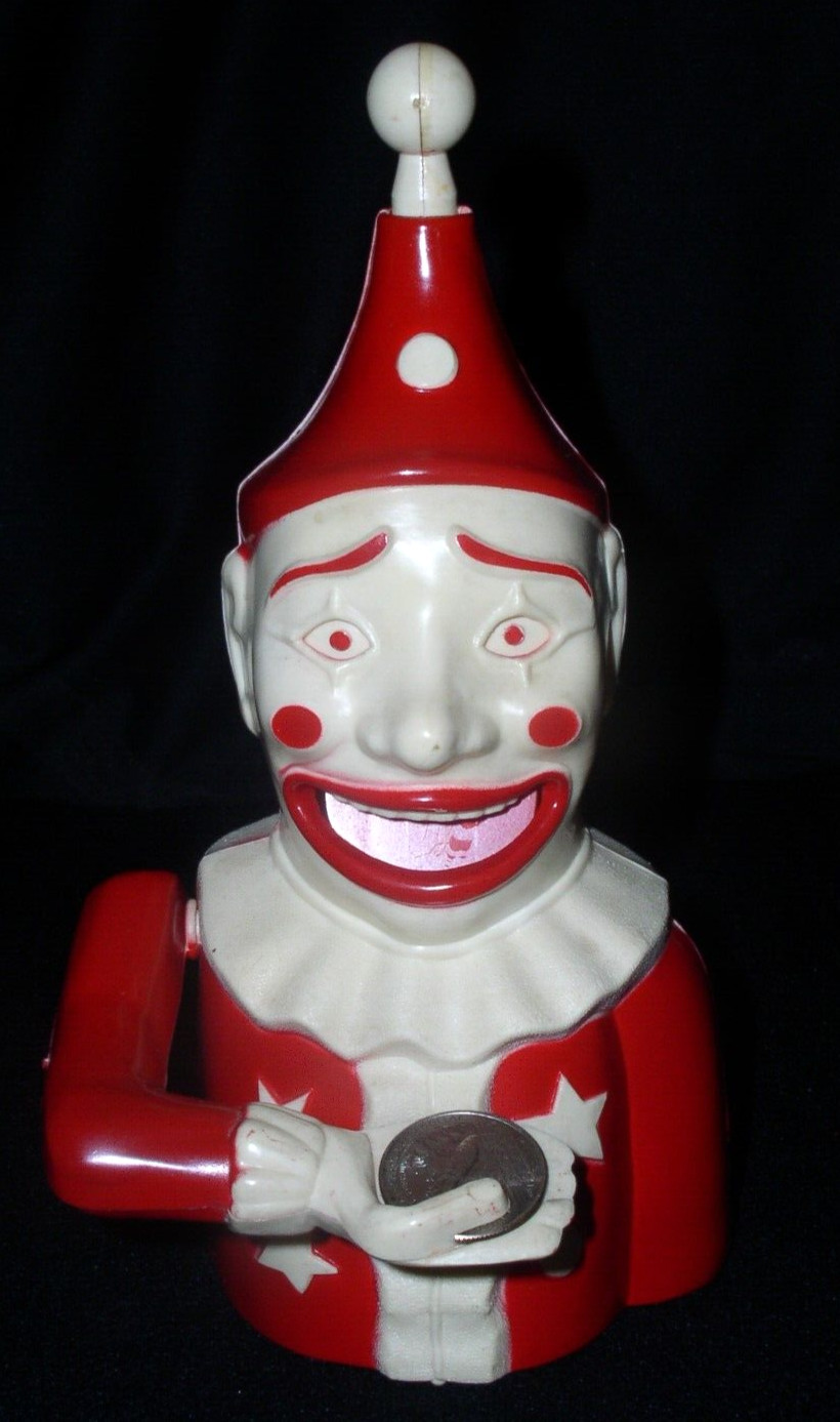Sav-O~Plastic Mechanical Clown Ad Bank~McLachlen Banking Corp,Wash DC, 1950s