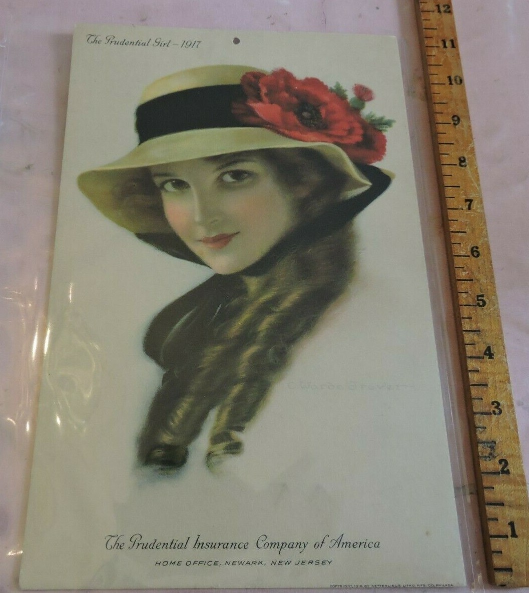 Nice 7×11 1917 Pinup Calendar Advertising Prudential Insurance Co Newark NJ