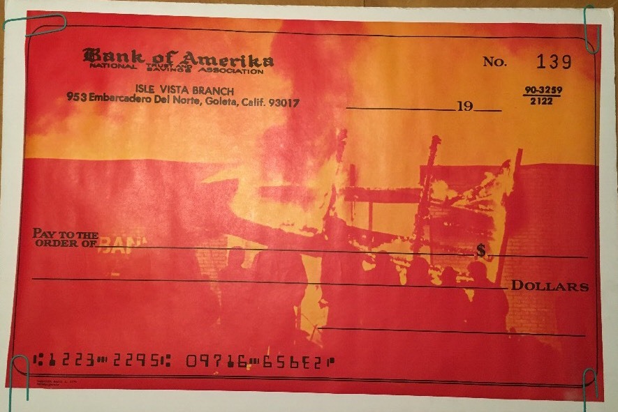 Vintage Poster Bank Of America Check On Fire 1970’s Headshop Ephemera Pin-up