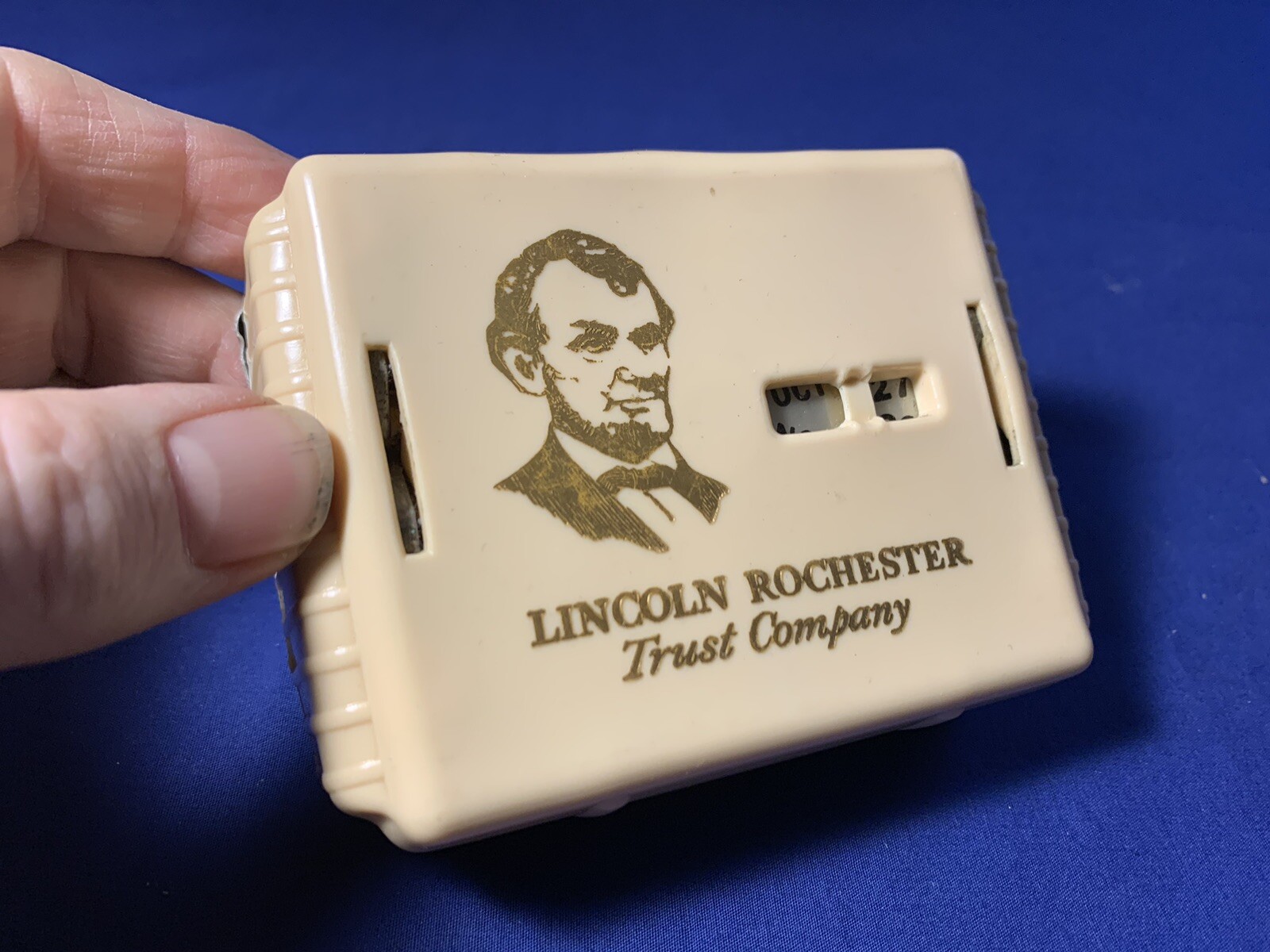 Vint 1950’s Advertising Coin Bank Lincoln Rochester Trust Co NY Calendar Allcoin