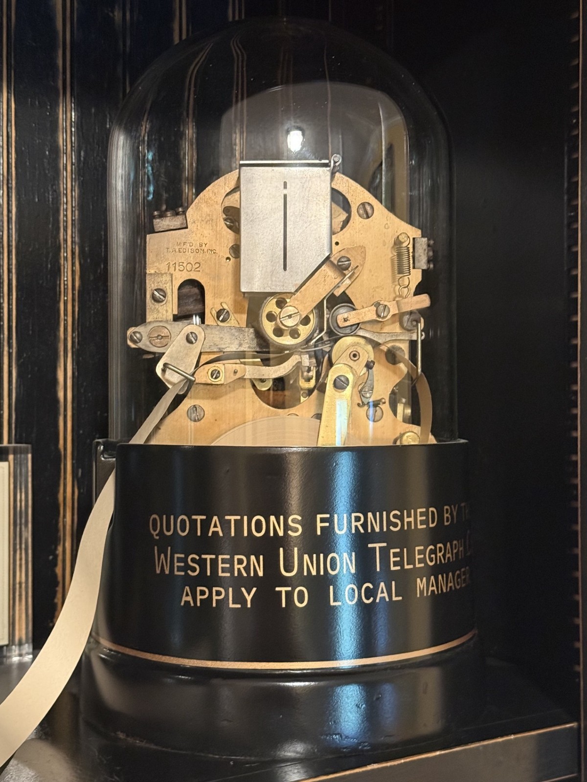 Ca. 1900 WESTERN UNION 33-A Edison STOCK TICKER Original Base & Globe Tape L@@K!