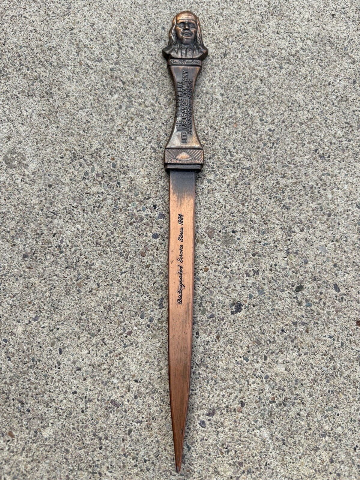Franklin Life Insurance Co. ￼Springfield, Illinois Letter Opener Ben Franklin
