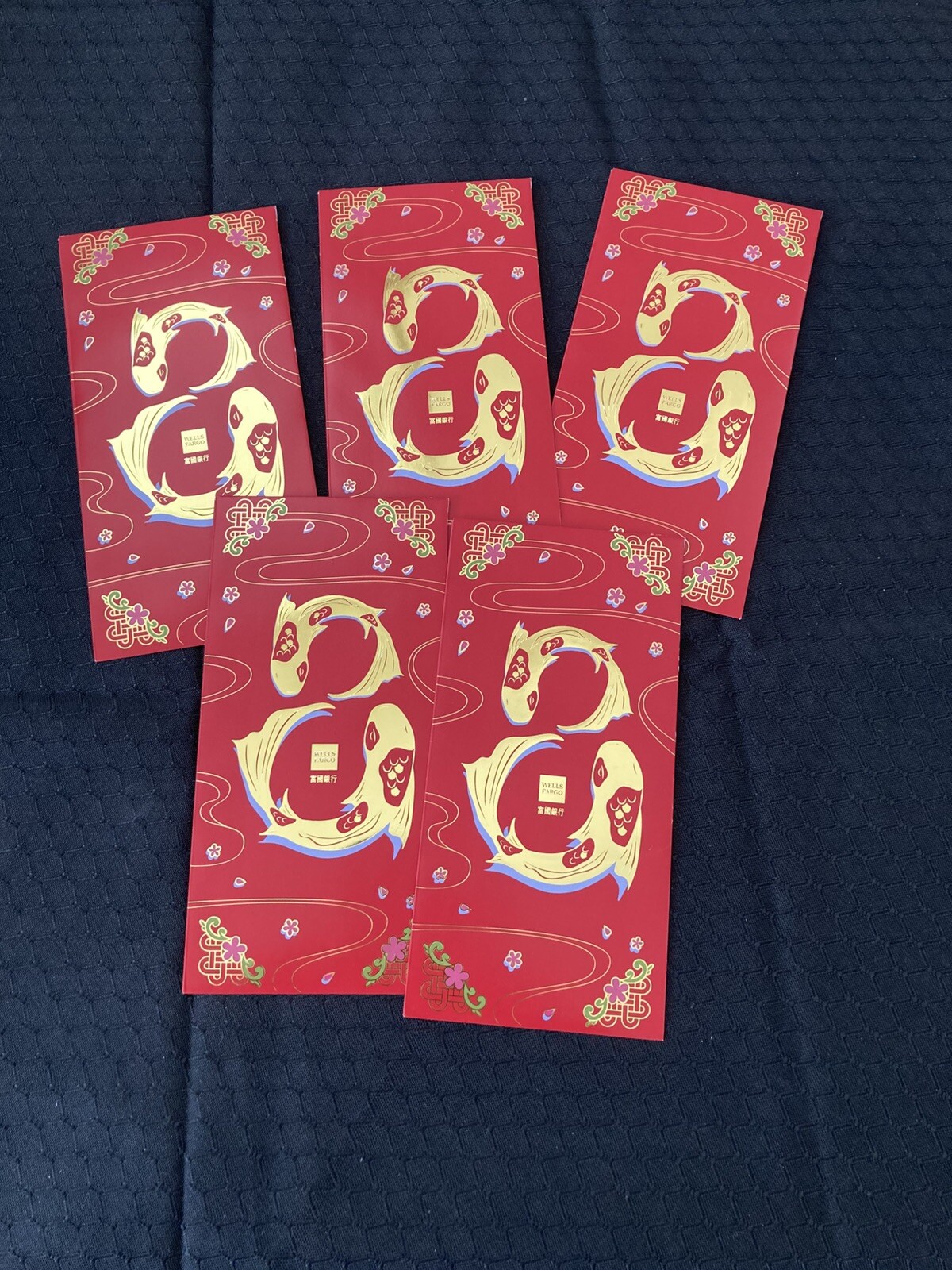 New! Wells Fargo Bank Chinese Lunar New Year Red Envelopes~ Pack Of 5