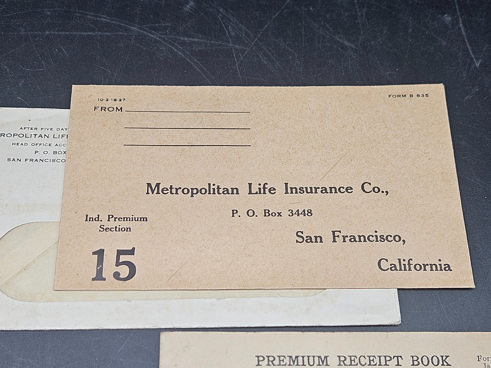 Vintage 1918 Metropolitan Life Insurance Co Policy, Payment Book, Etc.