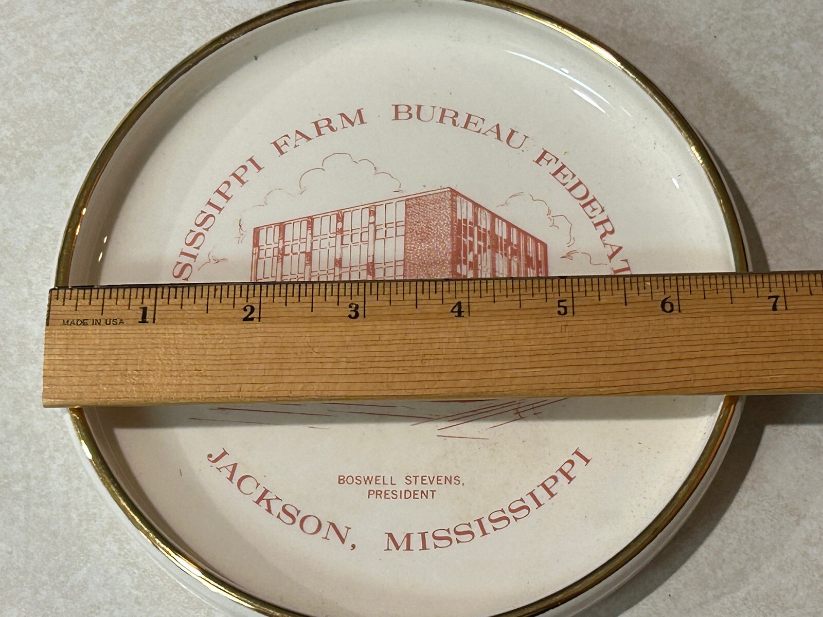 1950’s Jackson MISSISSIPPI FARM BUREAU FEDERATION Insurance Ceramic Ashtray Ex++