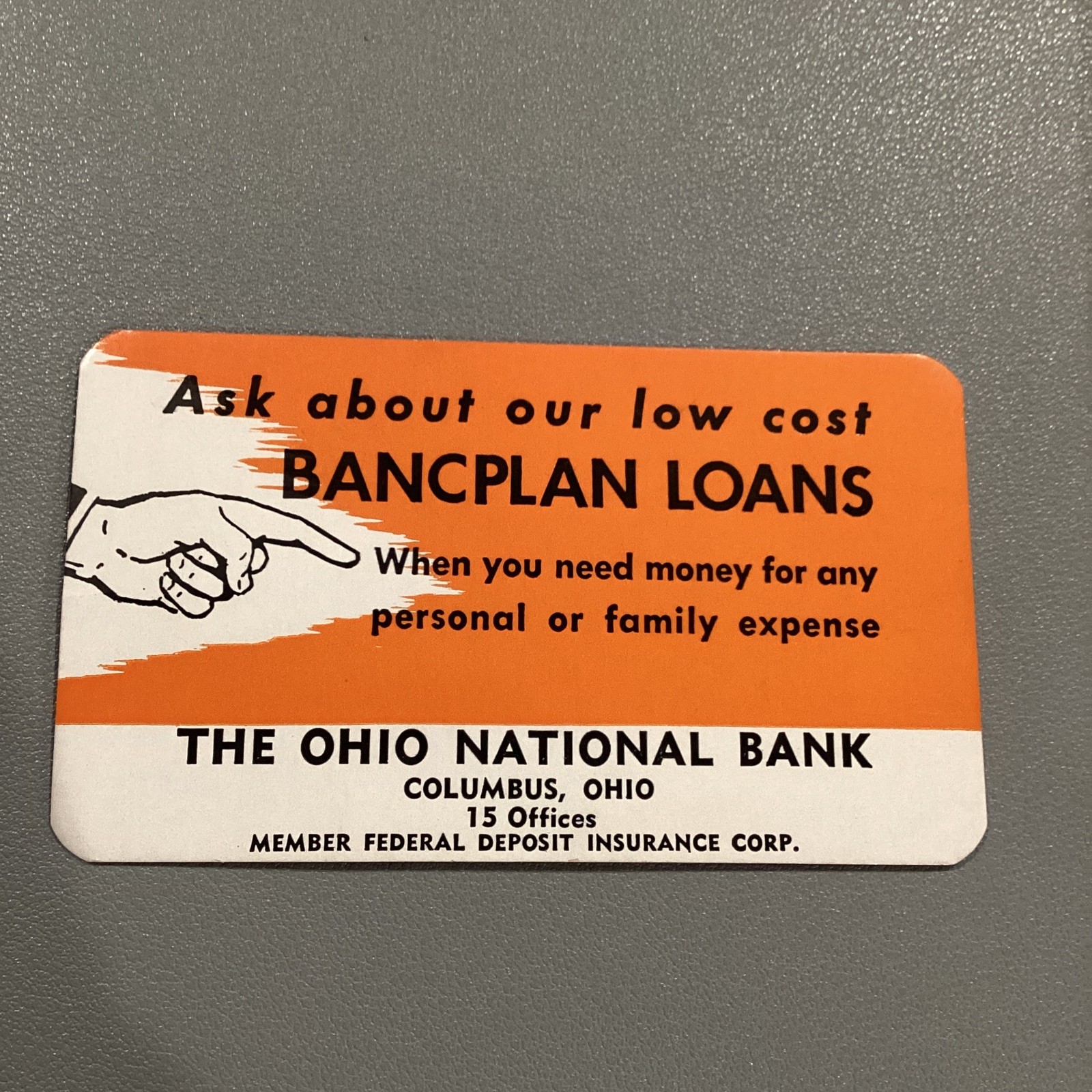 Ohio National Bank Columbus Bancplan Loans Ad Card