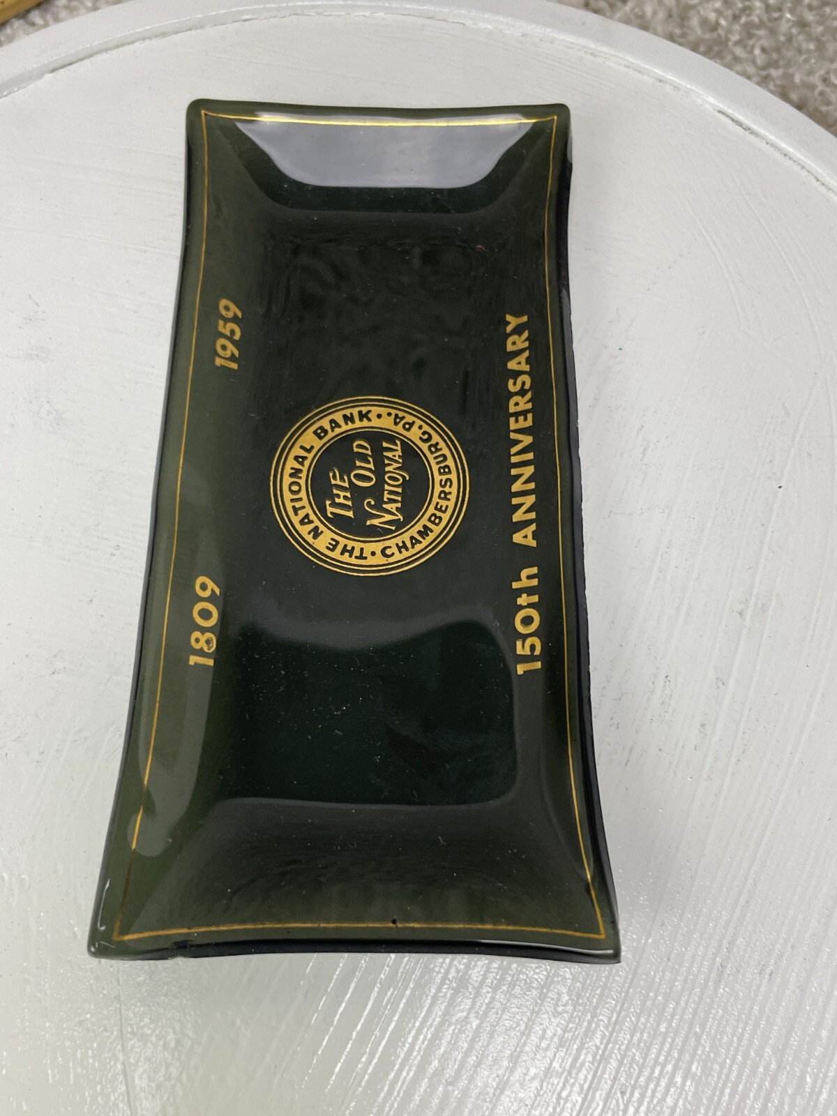 Vintage 1809-1959 150th Anniversary The Old National Bank Glass Dish Ashtray 6″