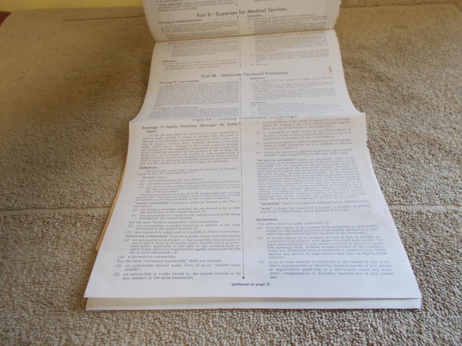 VINTAGE 1962 TRAVELERS AUTO INSURANCE . POLICY PAPER 1957 WILLYS JEEP ADVERTIZE