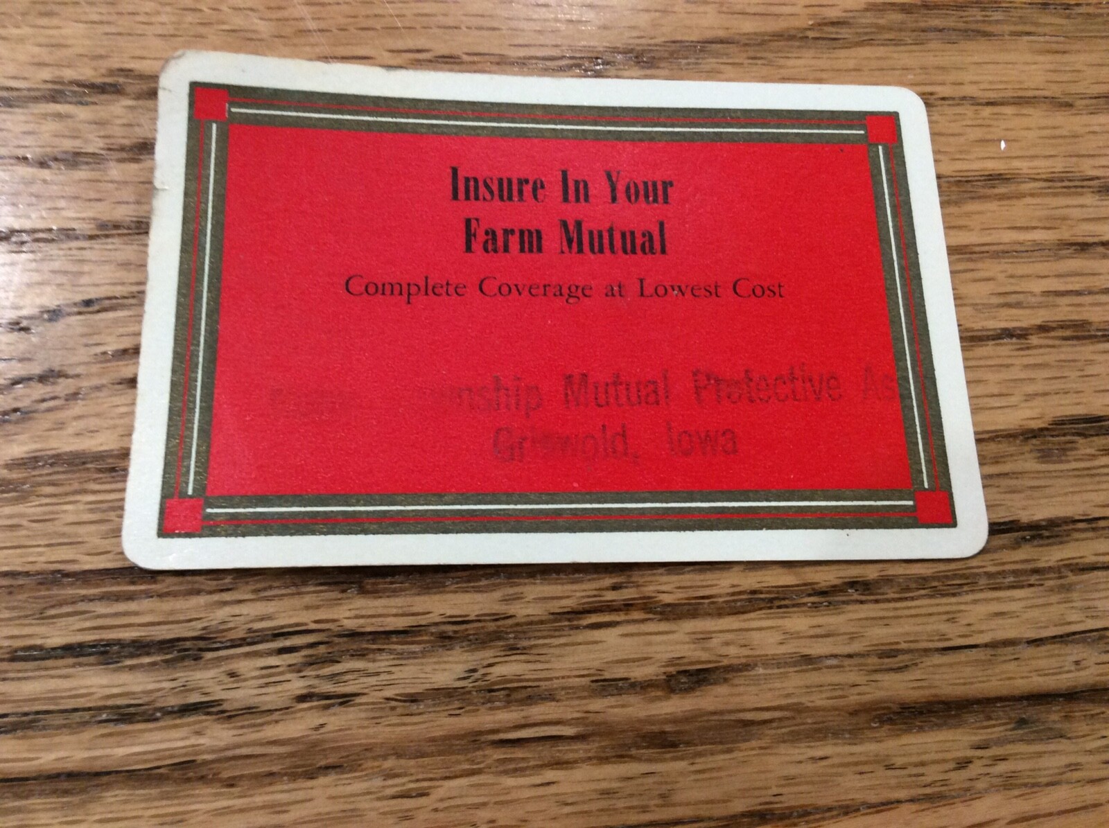 1955 Farm Mutual Advertising Card & Calendar Township Mutual Griswold Iowa
