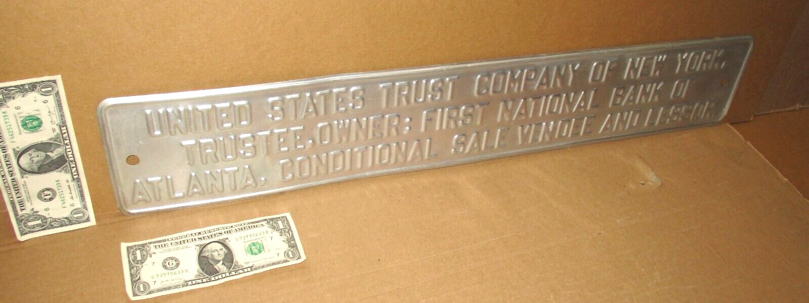 ATLANTA — NEW YORK — United States Trust Company — VINTAGE – OLD — Bank Sign