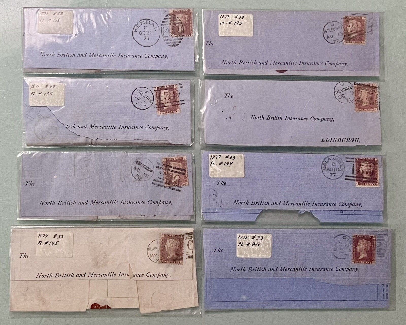 Lot of 8 NORTH BRITISH & MERCANTILE INSURANCE COMPANY 1870’s Letter Sheet Covers