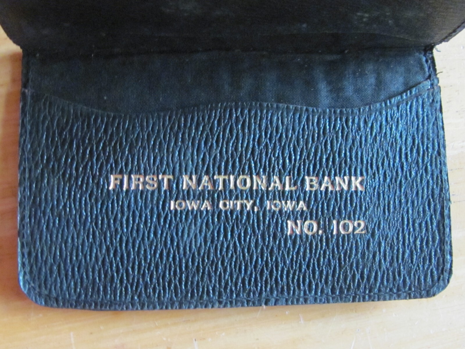 C 1930 ADVERTISING CARD WALLET FIRST NATIONAL BANK IOWA CITY IOWA