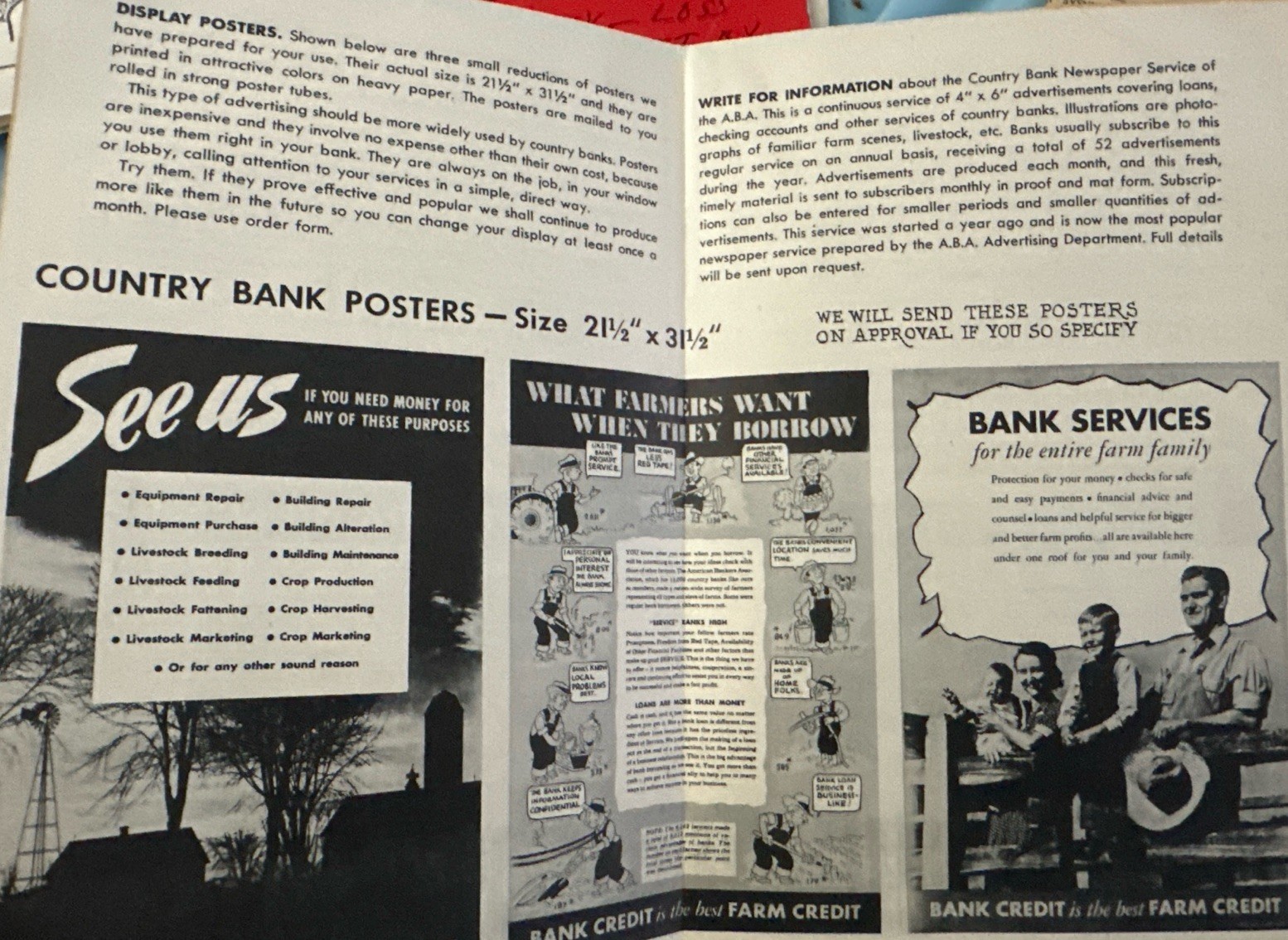 1940s ABA Country Bank Advertising Kit Farm Credit Home Front Ephemera – Rare