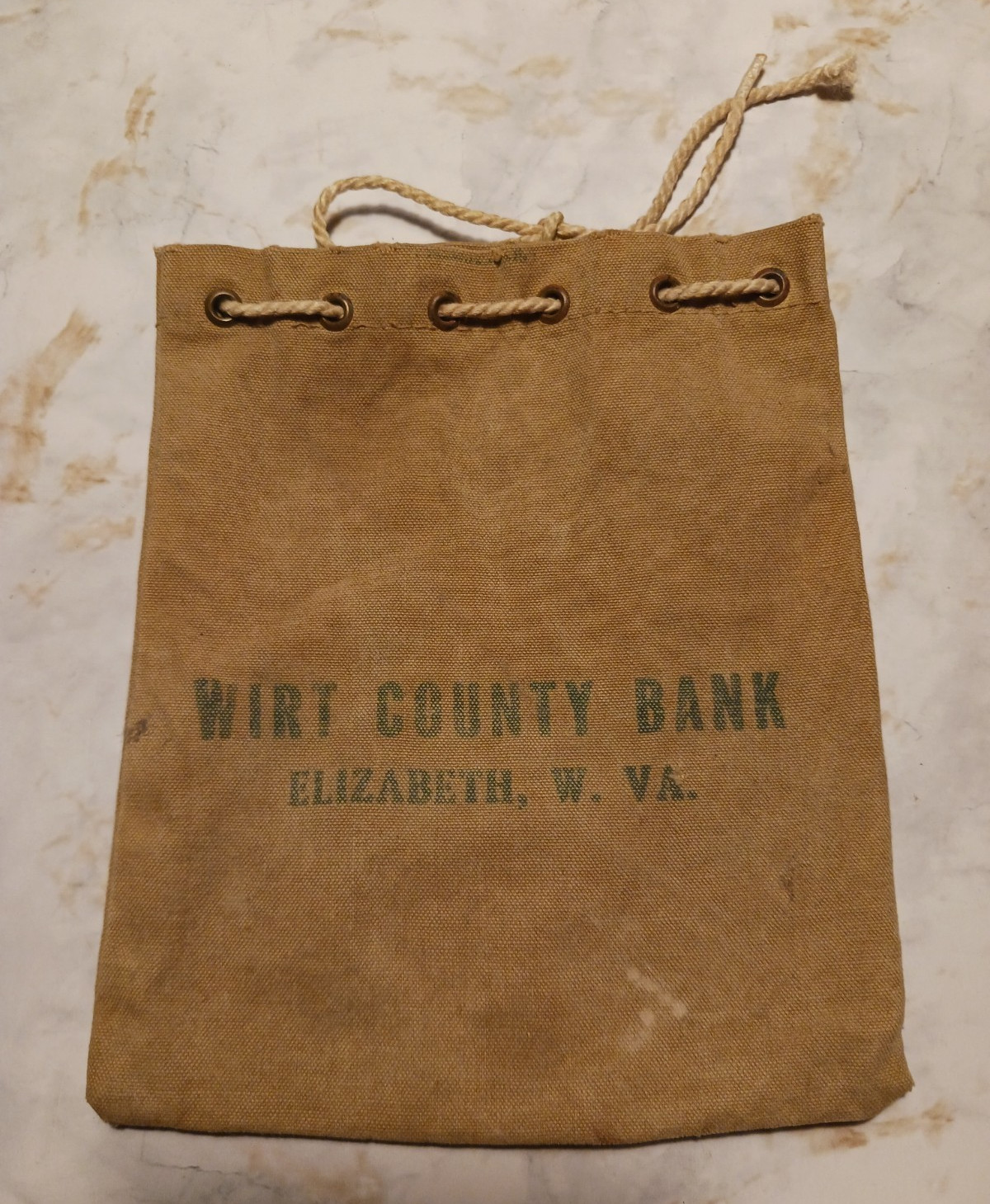 ~RARE Vintage 1940’s WIRT COUNTY BANK Elizabeth West Virginia Money Bag~
