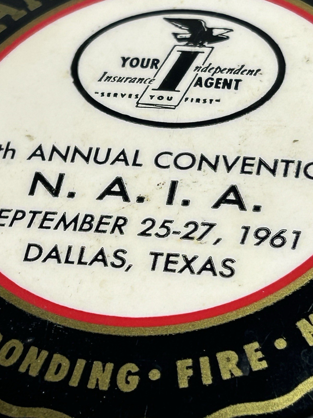 Vintage Advertising Paper Weight Mirror Maryland Casualty Co 1961 Convention