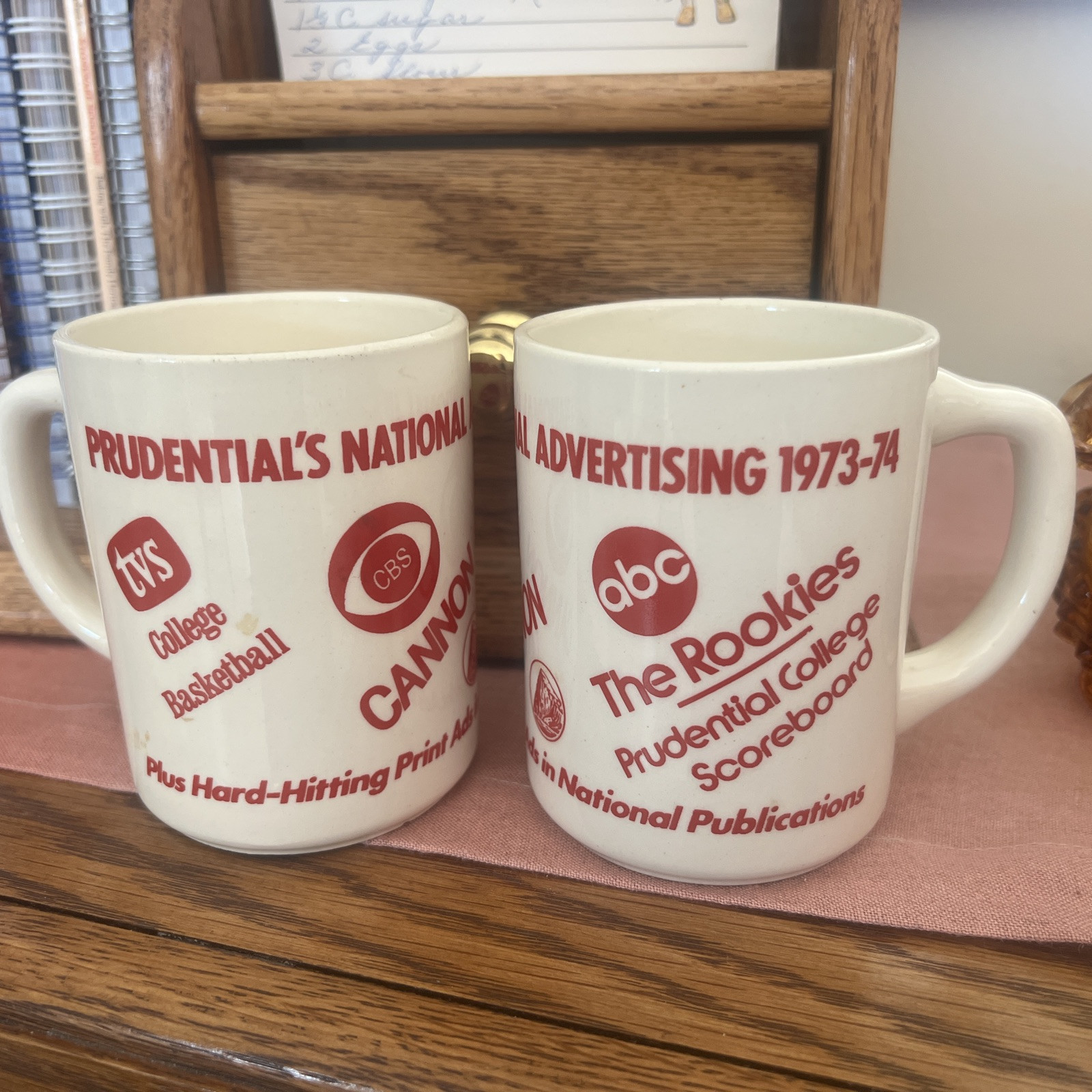 Prudential Insurance Advertising Coffee Mugs 1973-74 Television ABC CBS Shows