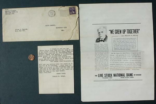 1938 Chicago Illinois Union Stock Yards Bank Civil War Vet bio letter 3 pc. set-