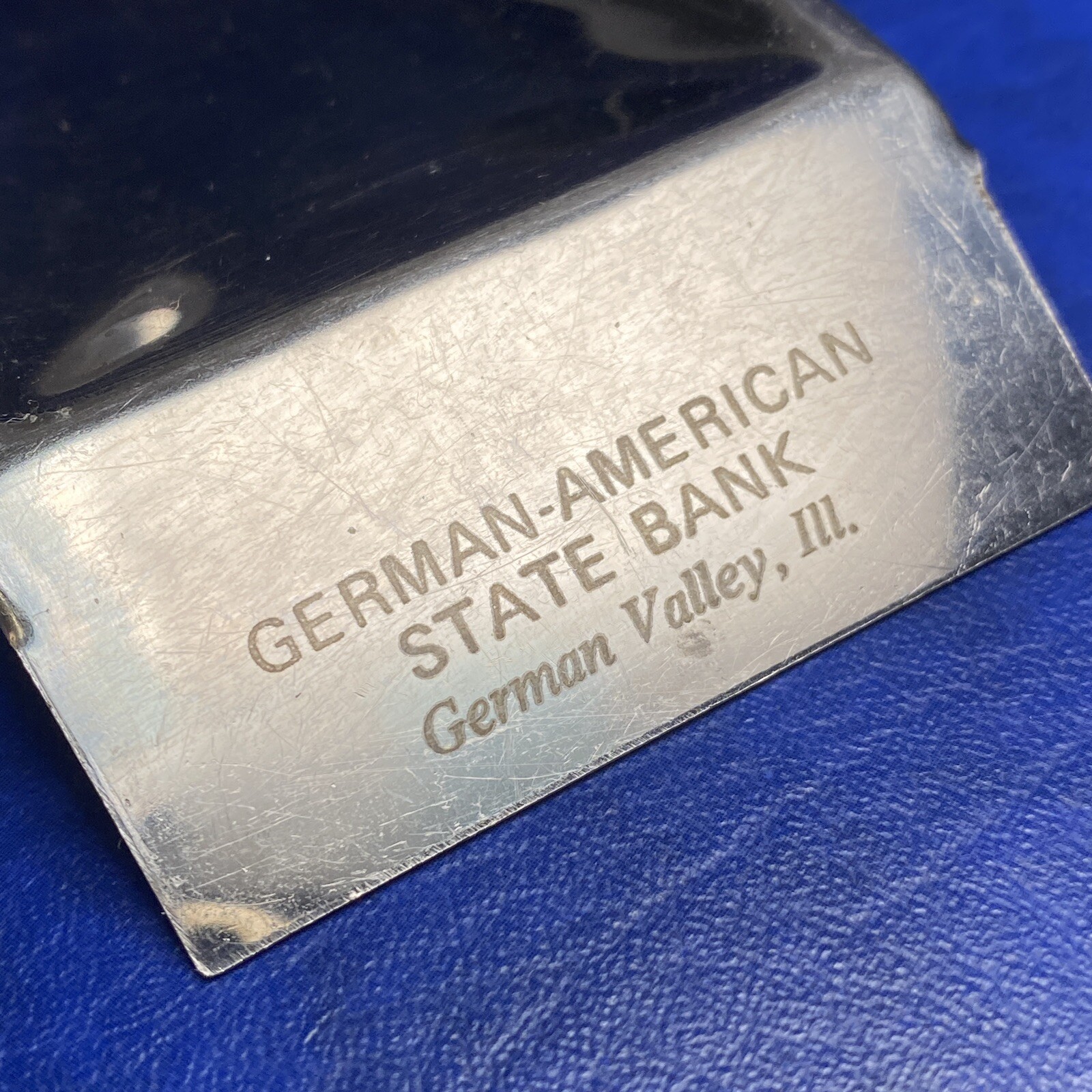Vtg Warco Japan Stainless German American State Bank German Valley IL Spoon Rest