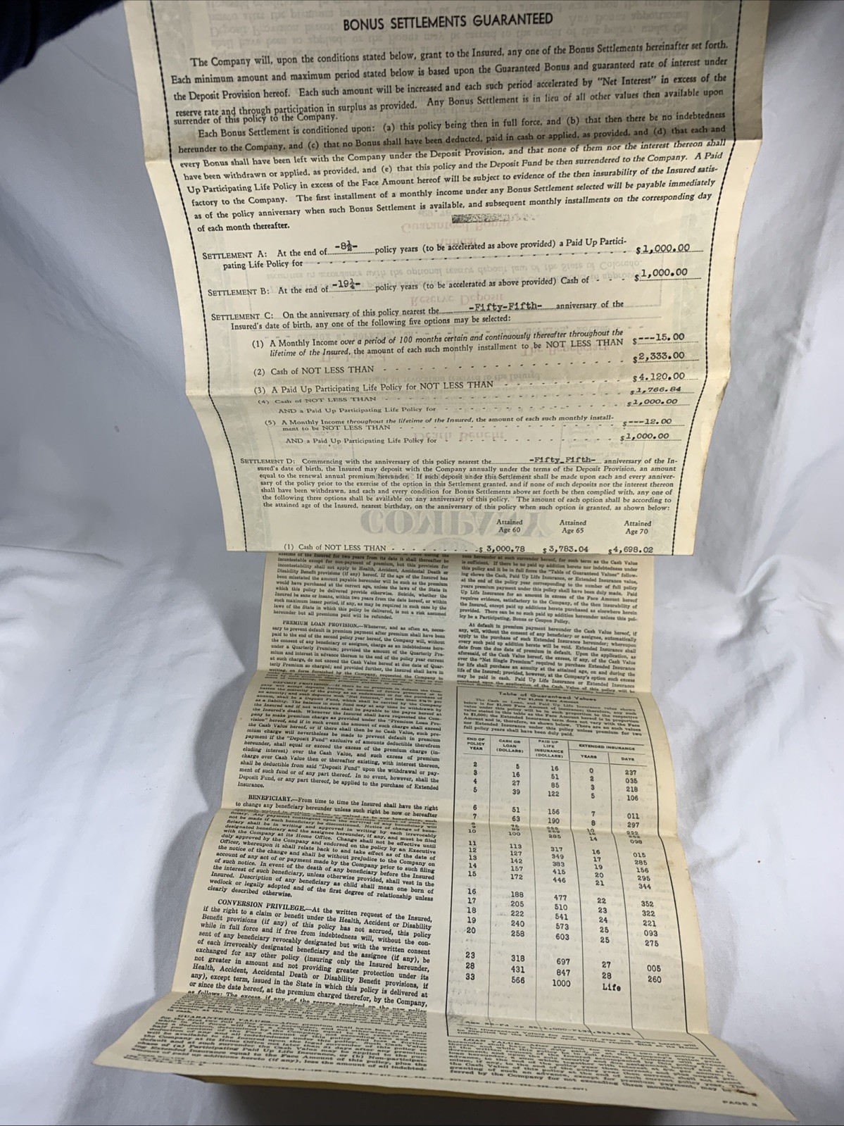 1934 Colorado Life Company, Life Insurance Certificate