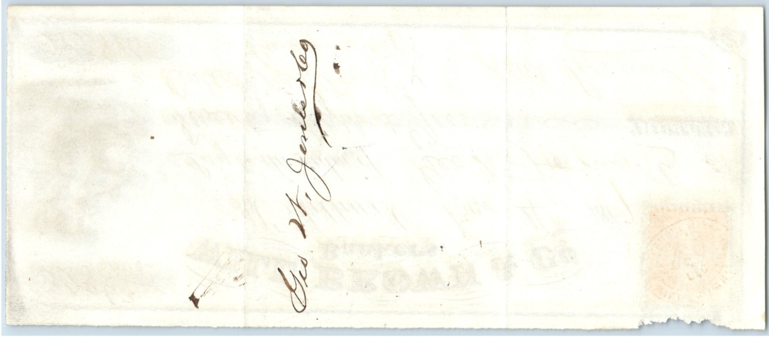 1867 Will Brown & Co Cincinnati, Ohio Bank Check w/ 2 Cent Tax Stamp 7 #DC