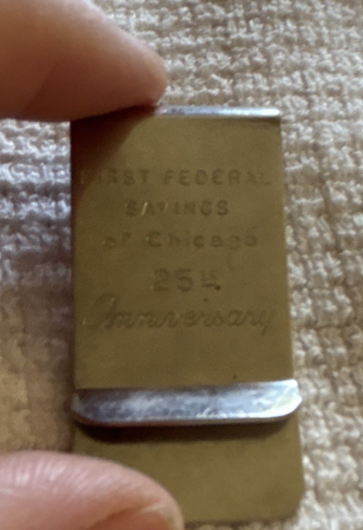 First Federal Savings 25th Anniversary Money Clip with Washington Quarter