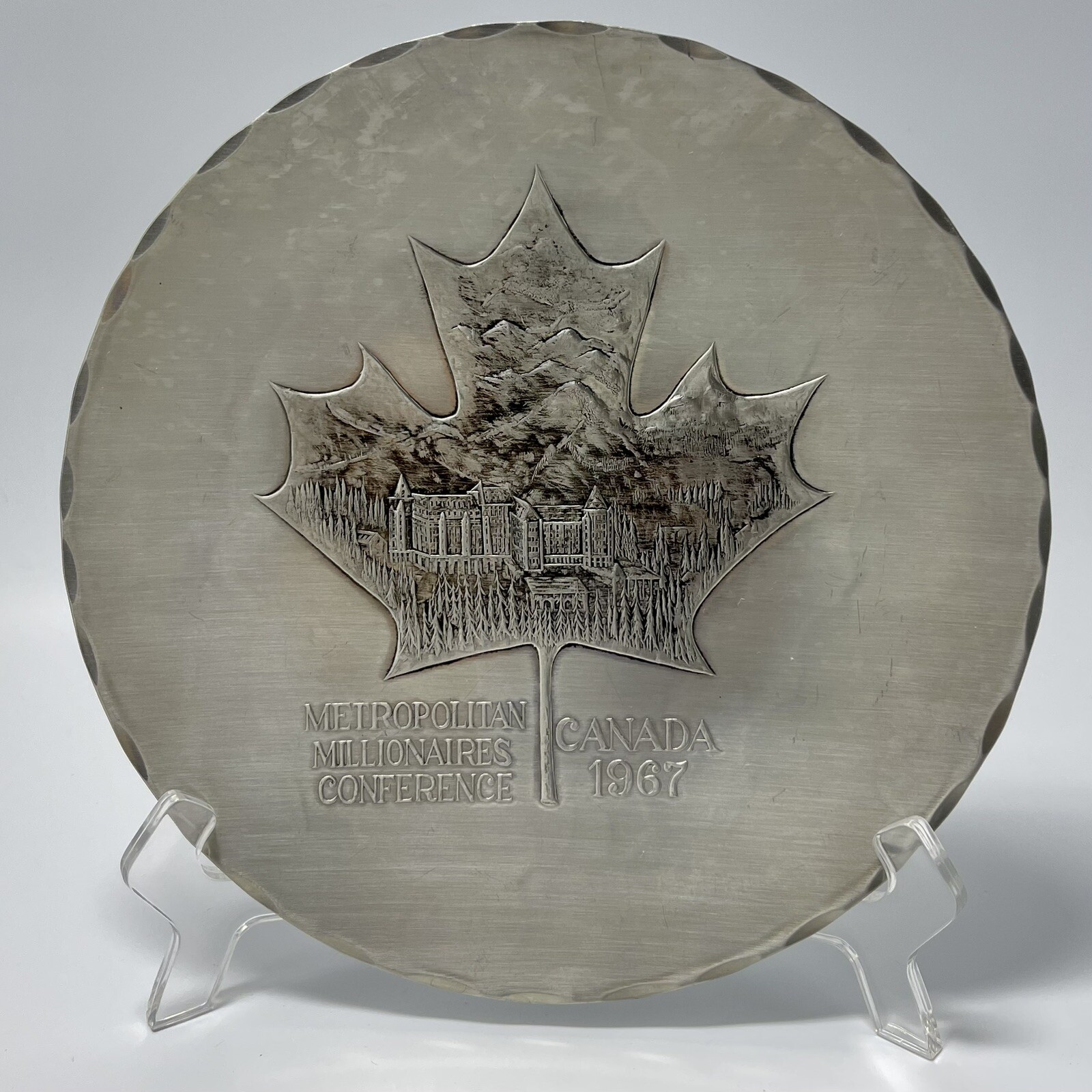 1967 Canada Maple Leaf Plate Metropolitan Millionaires Conference Stainless Clad