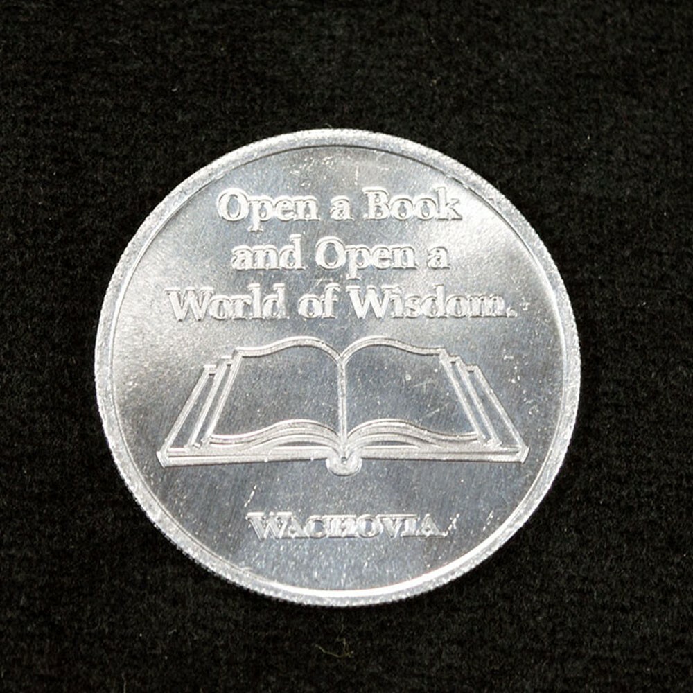 Wachovia Bank BOA Books Wisdom Curious Butterfly Aluminum Token Coin Doubloon